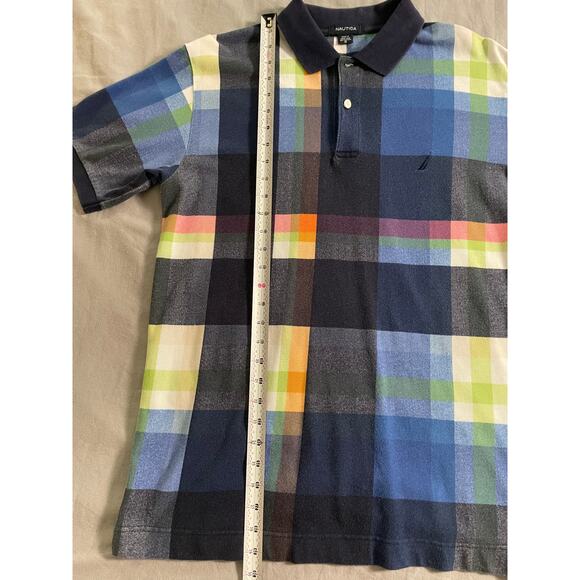 Vtg. 90s Nautica multi color grid pattern polo SZ Small - Picture 7 of 7